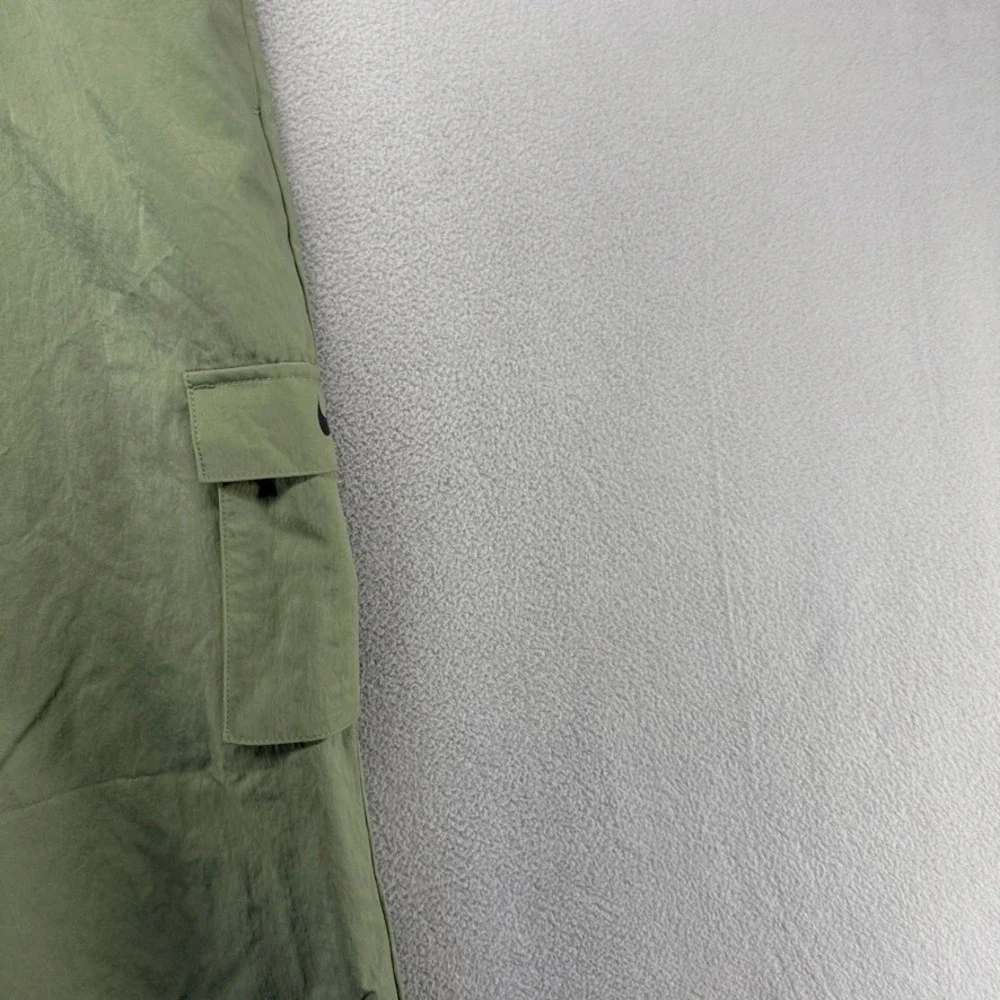 Nike Cargo Pants Women's 3X Green Baggy Wide Leg Nylon Track High Waist Gorpcore